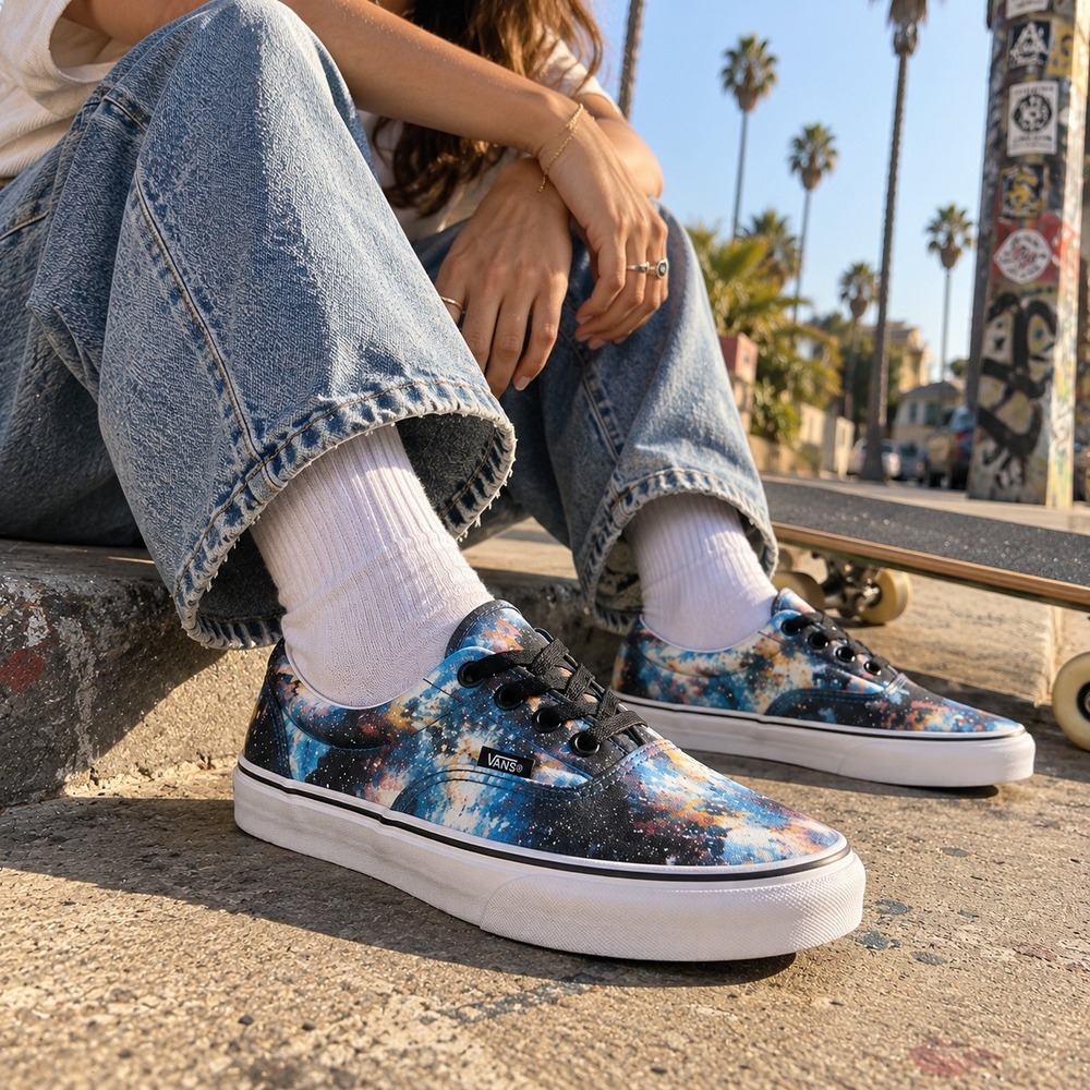 Vans Era Galaxy Sneakers Cosmic Space Print Canvas Skate Shoes Womens 7.5 Mens 6